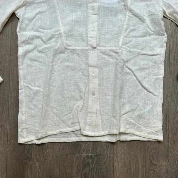 Free People One Teaspoon Button Down Shirt Crinkle Gauze Poplin Cotton White - Picture 10 of 16